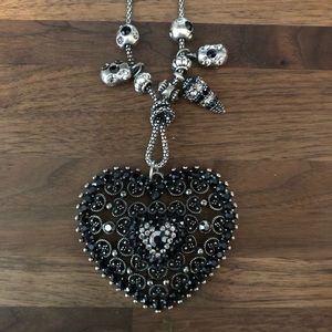 Black Heart Crystal Statement Necklace